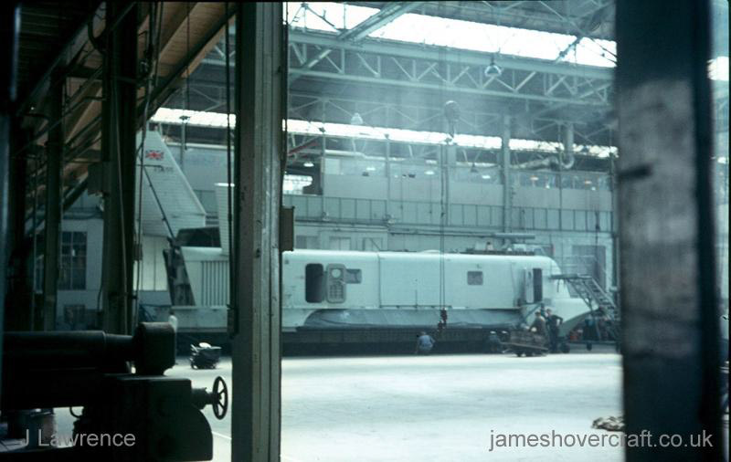 The SRN3 at Cowes - SRN3 at Cowes, inside BHC Columbine Works (credit: Pat Lawrence).